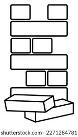Wooden block icon, wooden toy icon, jenga icon, vector illustration
