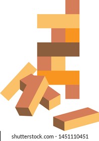 Wooden block icon, wooden toy icon , vector line illustration