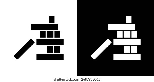 Wooden block icon, Vector graphics in filled style