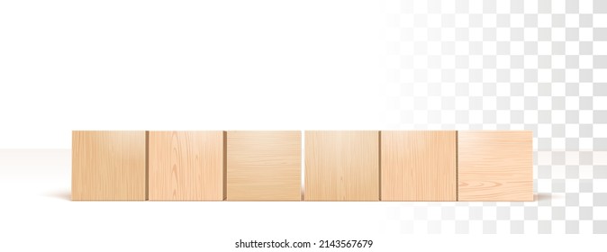 Wooden Blocks 3d Realistic Vector Illustration. Front Perspective View. Business, Creative or Idea Template. Isolated on White Background
