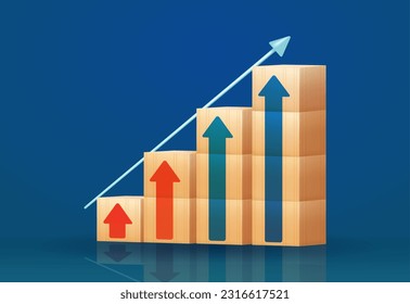 Wooden blocks are arranged like a ladder with an upward arrow. Ladder career path concept for successful process of business growth