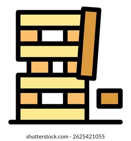 Bloques de madera colapsando durante un juego de apilamiento
