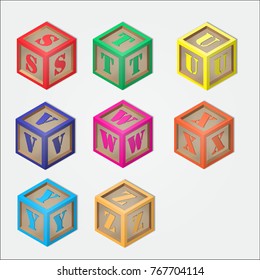 Wooden blocks make word for Baby or children colorful 