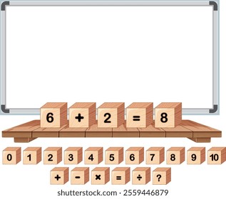 Wooden blocks for teaching basic math operations