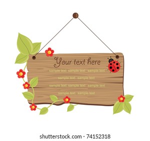 wooden board with convolvulus. vector illustration