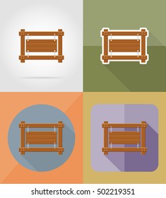 wooden board  flat icons vector illustration isolated on background