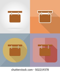 wooden board  flat icons vector illustration isolated on background