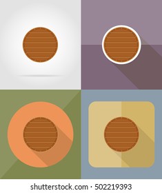 wooden board  flat icons vector illustration isolated on background