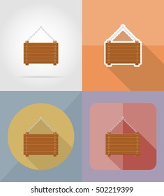 wooden board  flat icons vector illustration isolated on background
