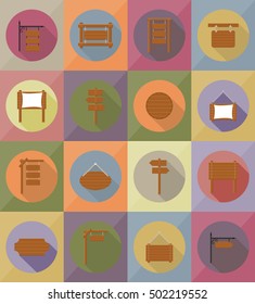wooden board  flat icons vector illustration isolated on background