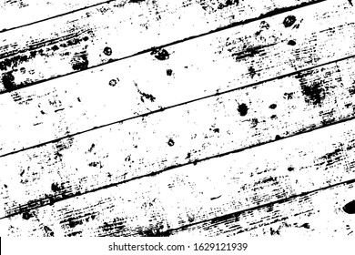 Wooden board grainy overlay texture. Timber used grunge background. Weathered rustic rural cover. Empty aged template. Lumber Element for aging any of your image. EPS10 vector.