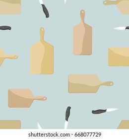 Wooden board and knife - vector background