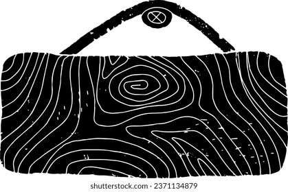 Wooden board, panel, texture. Signboard, banner. Graphics, linocut. Vector element.