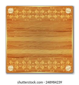 Wooden Board with patterns, elements for design, vector illustration