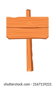 Wooden Board Road Sign. Vector illustration