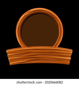 Wooden board and round frame for graphic design.