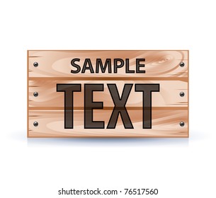 wooden board with sample text