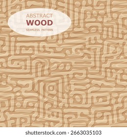 Wooden board seamless Turing pattern. Hand drawn organic texture. Abstract diffusion reaction vector illustration 