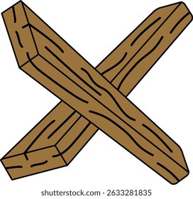 Wooden board in the shape of an x symbol