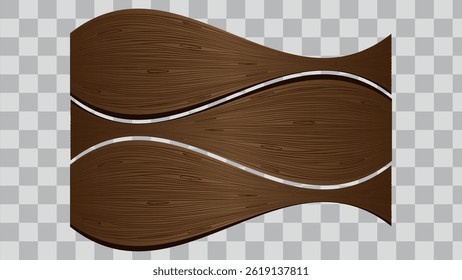 Wooden board sign blank promotion and decoration with transparent background. Wood banner billboard in old vintage style. Dark wood on wall