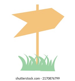 wooden board sign simple illustration with grass in the botom sign post