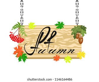 Wooden Board signboard hello autumn