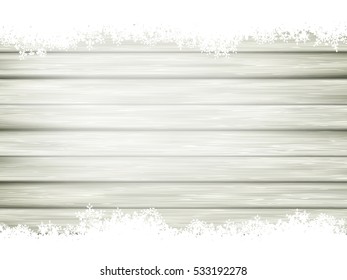 Wooden board with snow flakes. Christmas background. EPS 10 vector file included