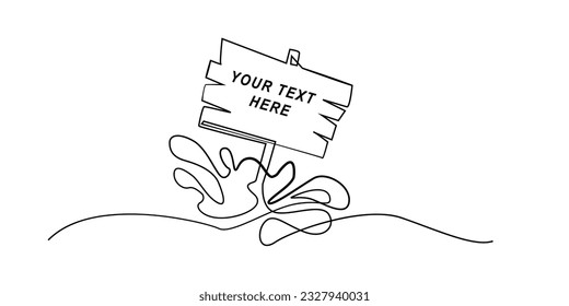 wooden board template with editable text.instruction board.board
 direction.vector continuous line.isolated white background