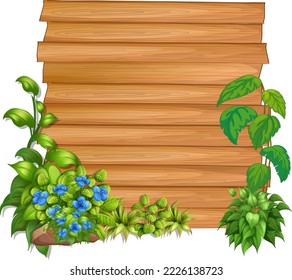 Wooden board template with nature leaves illustration