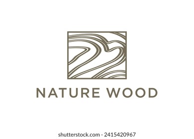Wooden board texture logo, woodworking industry sawmill icon, carpenter lumberjack element, plank wood vector template.