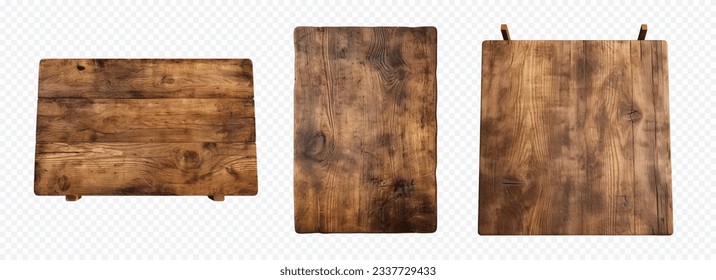 Wooden board vector set isolated on white
