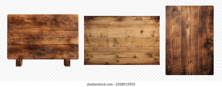 Wooden board vector set isolated on white