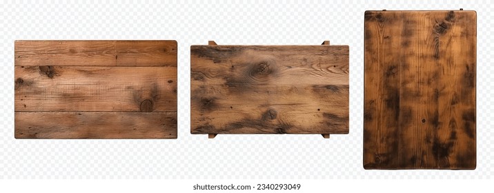 Wooden board vector set isolated on white svg