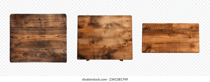 Wooden board vector set isolated on white