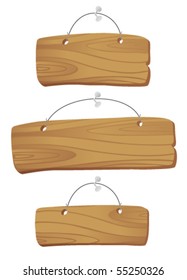 wooden boards hanging on a cord with a nail