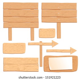 Wooden boards isolated on white for design. Vector set wooden background