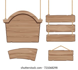 Wooden boards. Set of vector banners