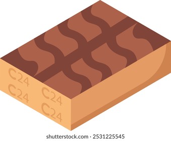 Wooden boards stacked on a pile isometric concept, Lots of planks stack in warehouse vector icon design, timber and lumber Symbol, forest Deforestation product Sign,mill yard and woodland illustration