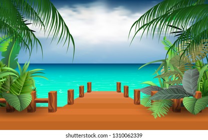 Wooden Boardwalk On The Beach