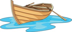 Wooden Boat Cartoon Vector Illustration