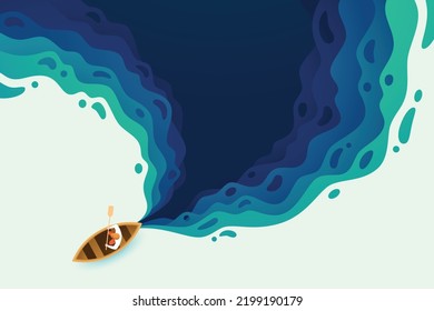 A wooden boat cuts through the water