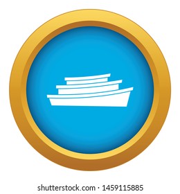 Wooden boat icon blue vector isolated on white background for any design