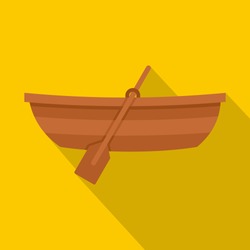 Icono De Bote De Madera. Icono Vectorial De Embarcación De Madera Para Telas Aisladas En Fondo Amarillo