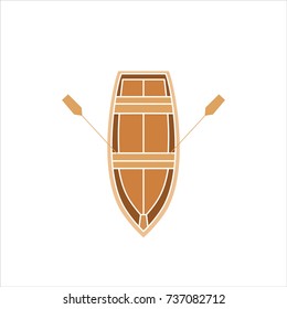 Wooden boat icon. Flat illustration