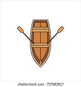 Wooden boat icon. Flat illustration