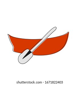 Wooden boat icon in flat style. Vessel. Fishing boat. Vector.