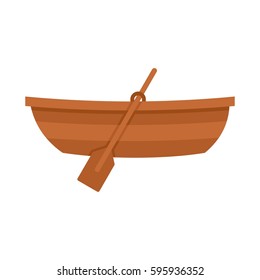 Wooden boat icon in flat style isolated on white background vector illustration