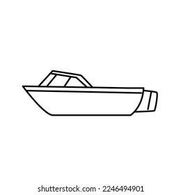 Wooden boat icon outline design vector illustration on white background