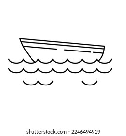 Wooden boat icon outline design vector illustration on white background