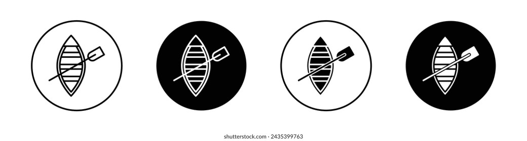 Wooden Boat Icon Set. Wooden boat water vector symbol in a black filled and outlined style. Nautical Journey Sign.